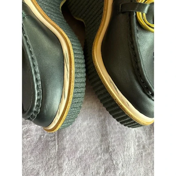 Dolce Vita Women Black Leather Chain Link Platform Wedge Loafers Size 6.5 - Picture 4 of 8